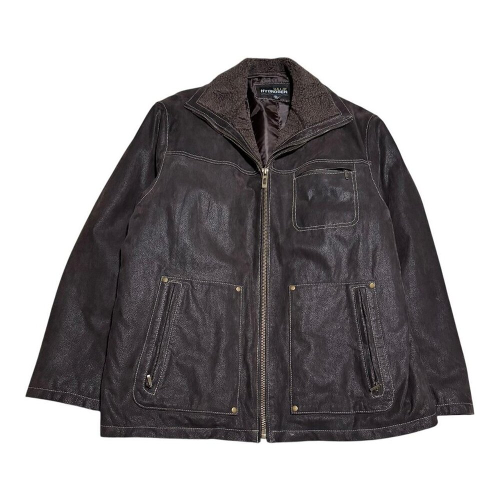 Hydrogen Full‎ Zip Leather Softshell Jacket Removable Lining Men’s XL